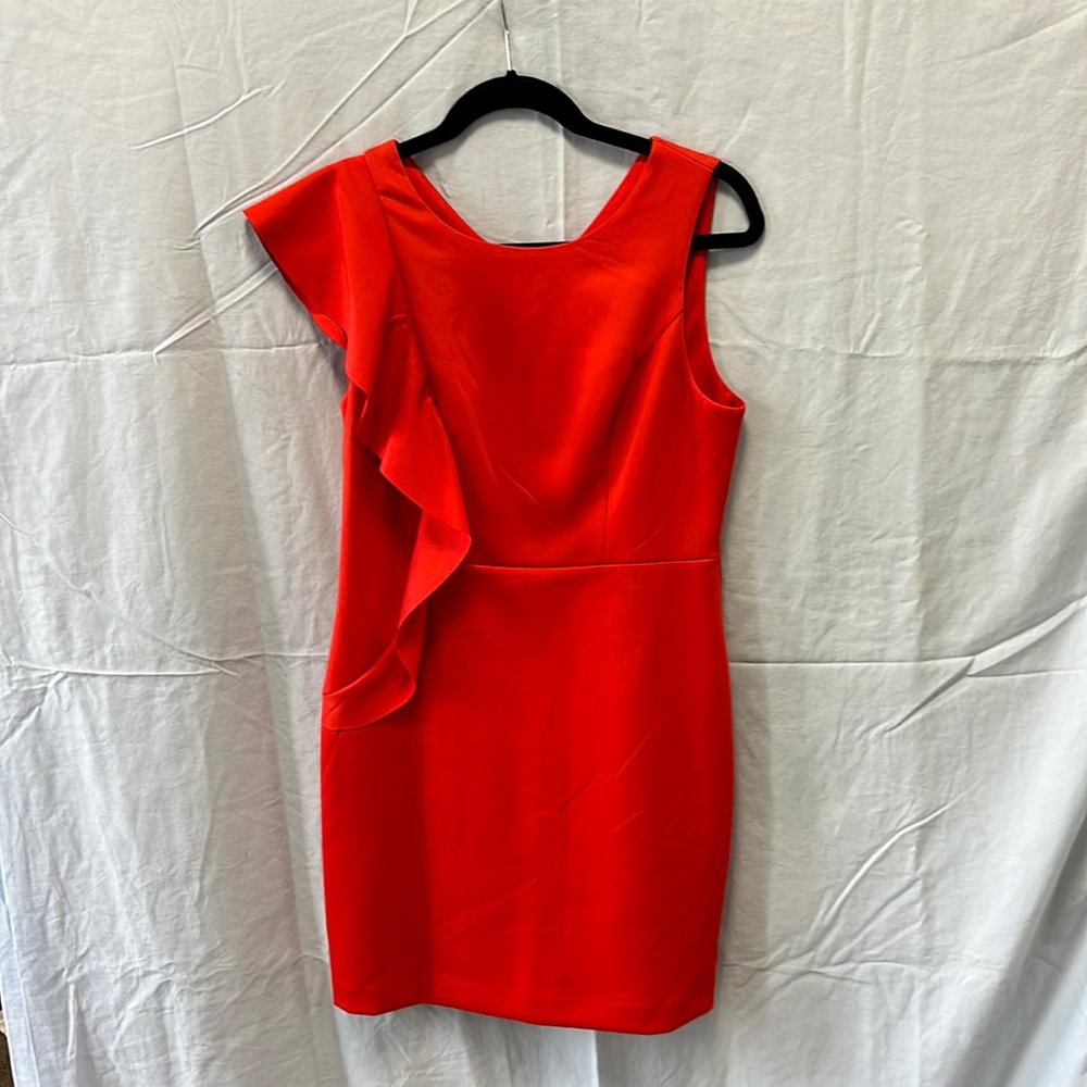 Gianni Bini orange cocktail dress with shoulder detail, size L, new with tags